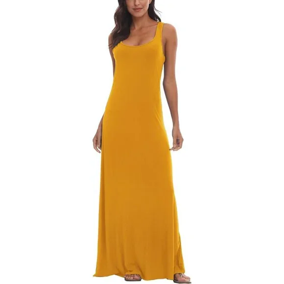 Dresses | Womens Scoop Neck Solid Sleeveless Summer Beach Tank Top Casual  Maxi Dress | Poshmark